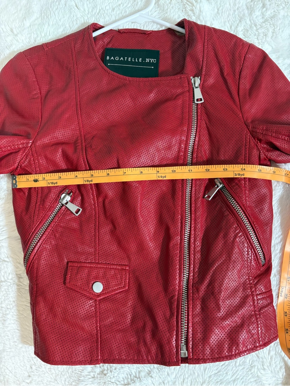 Bagatelle.NYC Perforated Leather Moto Jacket in Poppy Red— Size S - Picture 9 of 11